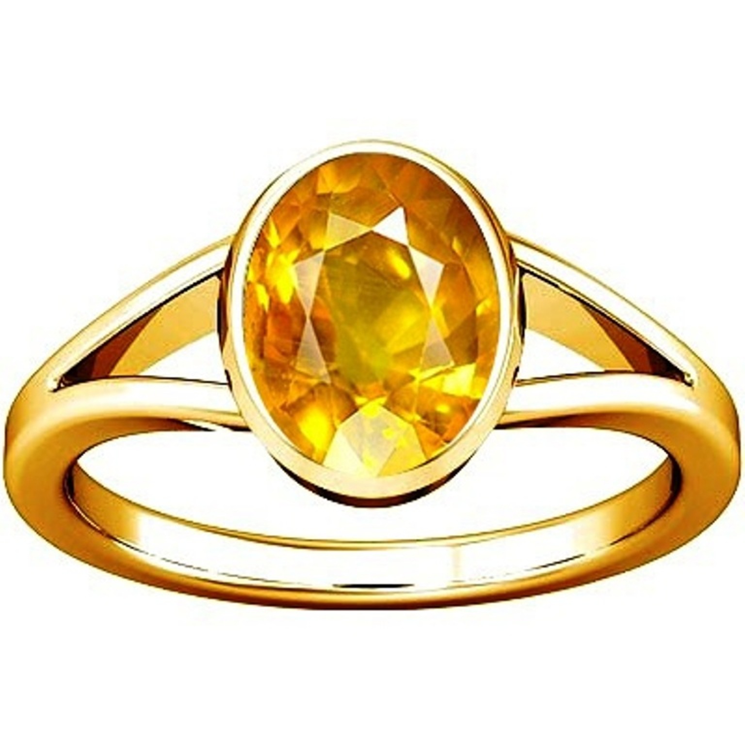 YELLOW SAPPHIRE RING Pukhraj Gemstone Gold Plated Ring Yellow Sapphire/ Pukhraj Panchdhatu Ring (10.25 Carat) For