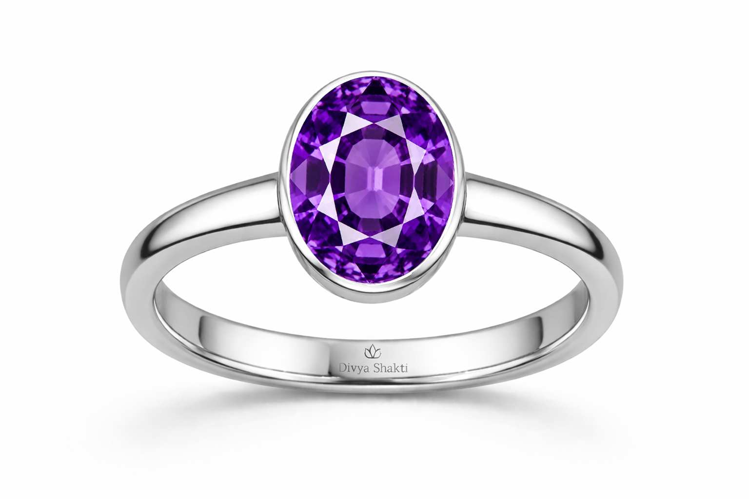 Amethyst silver simple ring