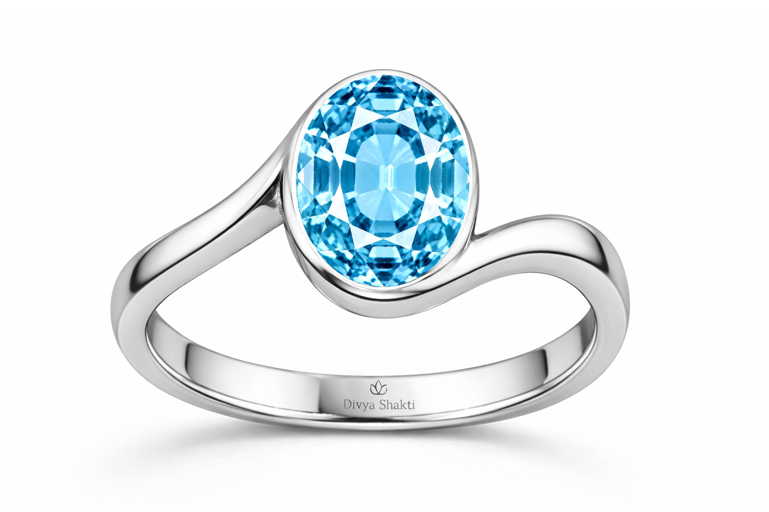 Aquamarine silver women ring