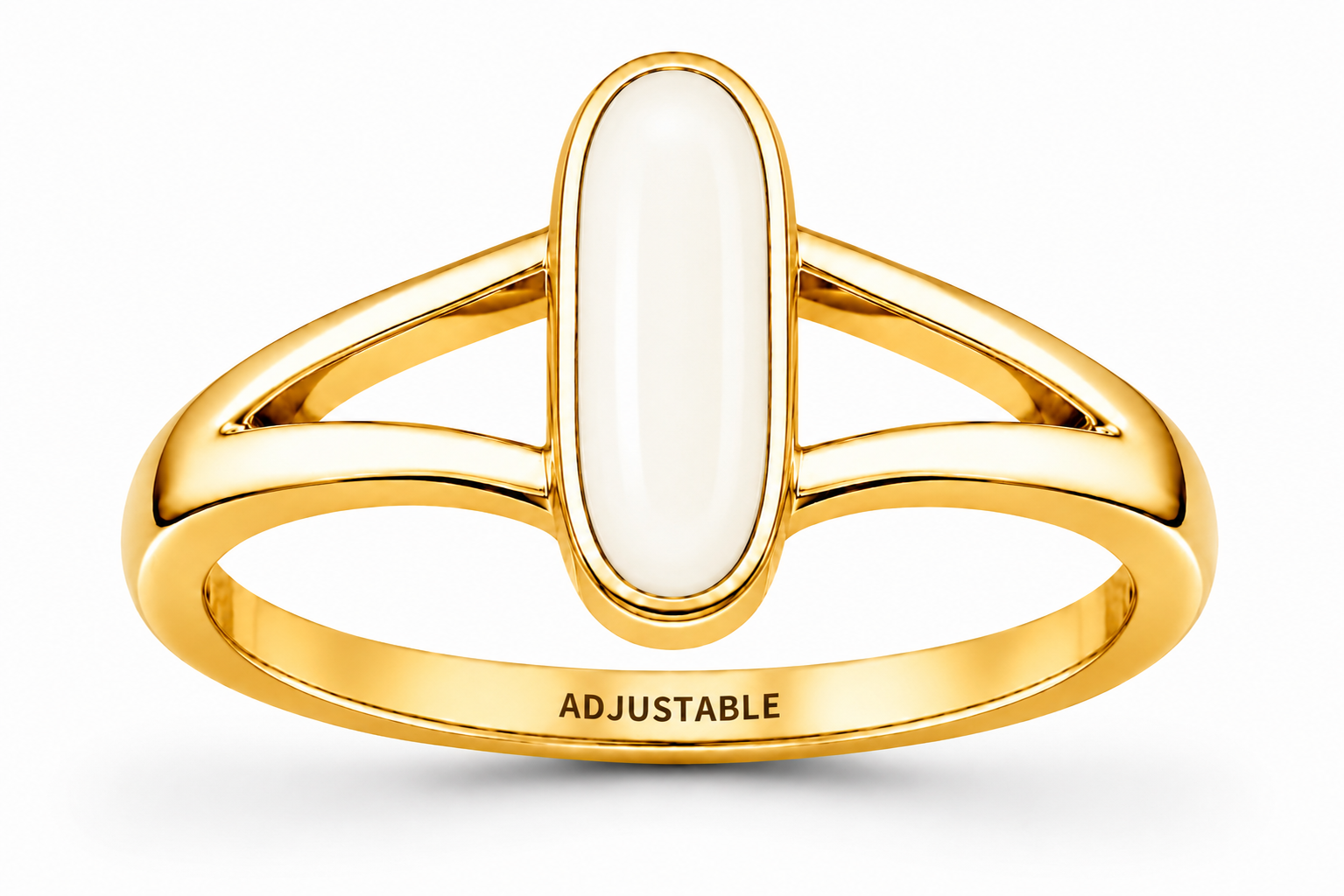 Italian white coral panchdathu adjustable ring