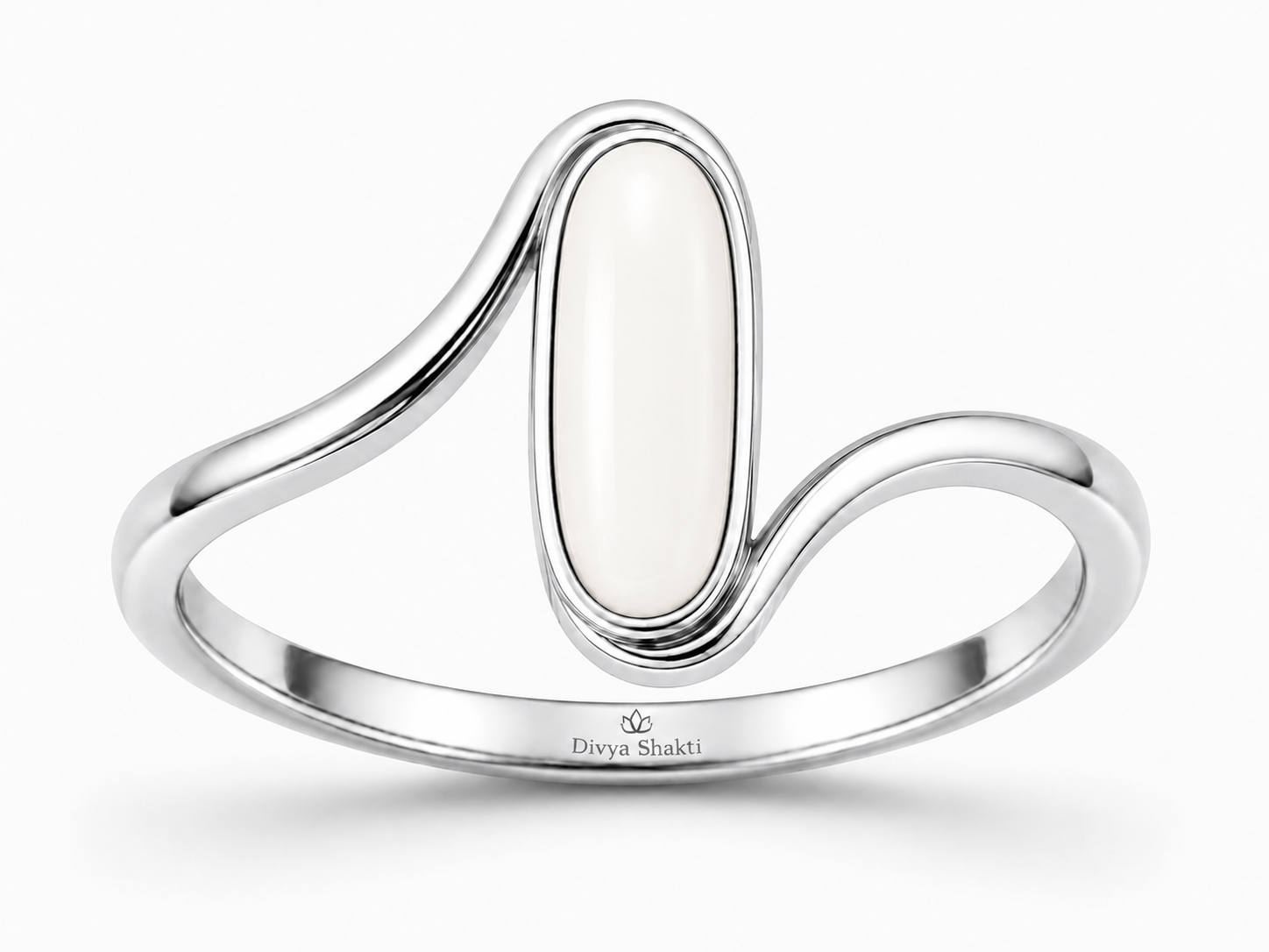 Italian white coral silver women ring