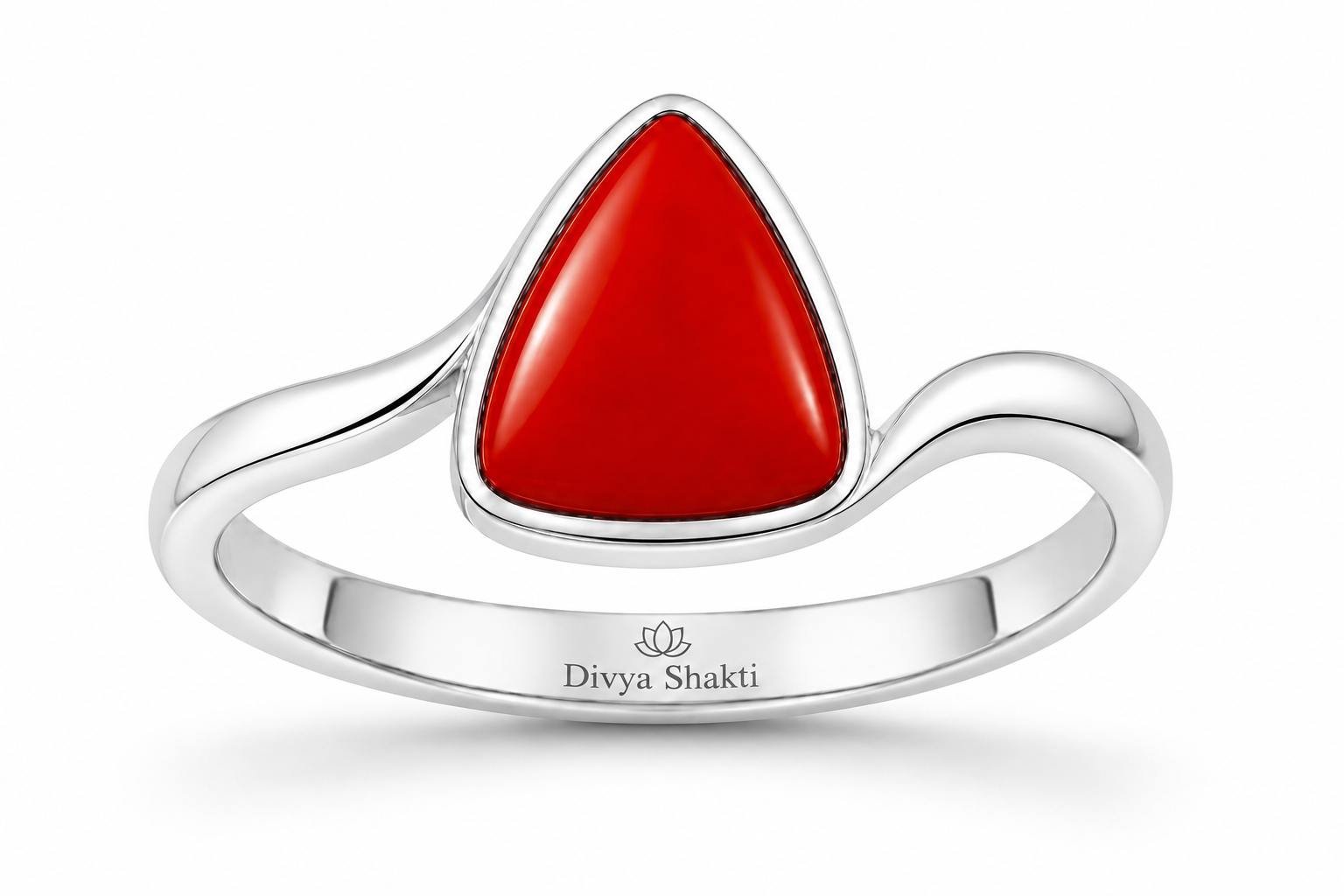 Red Coral Munga silver women ring