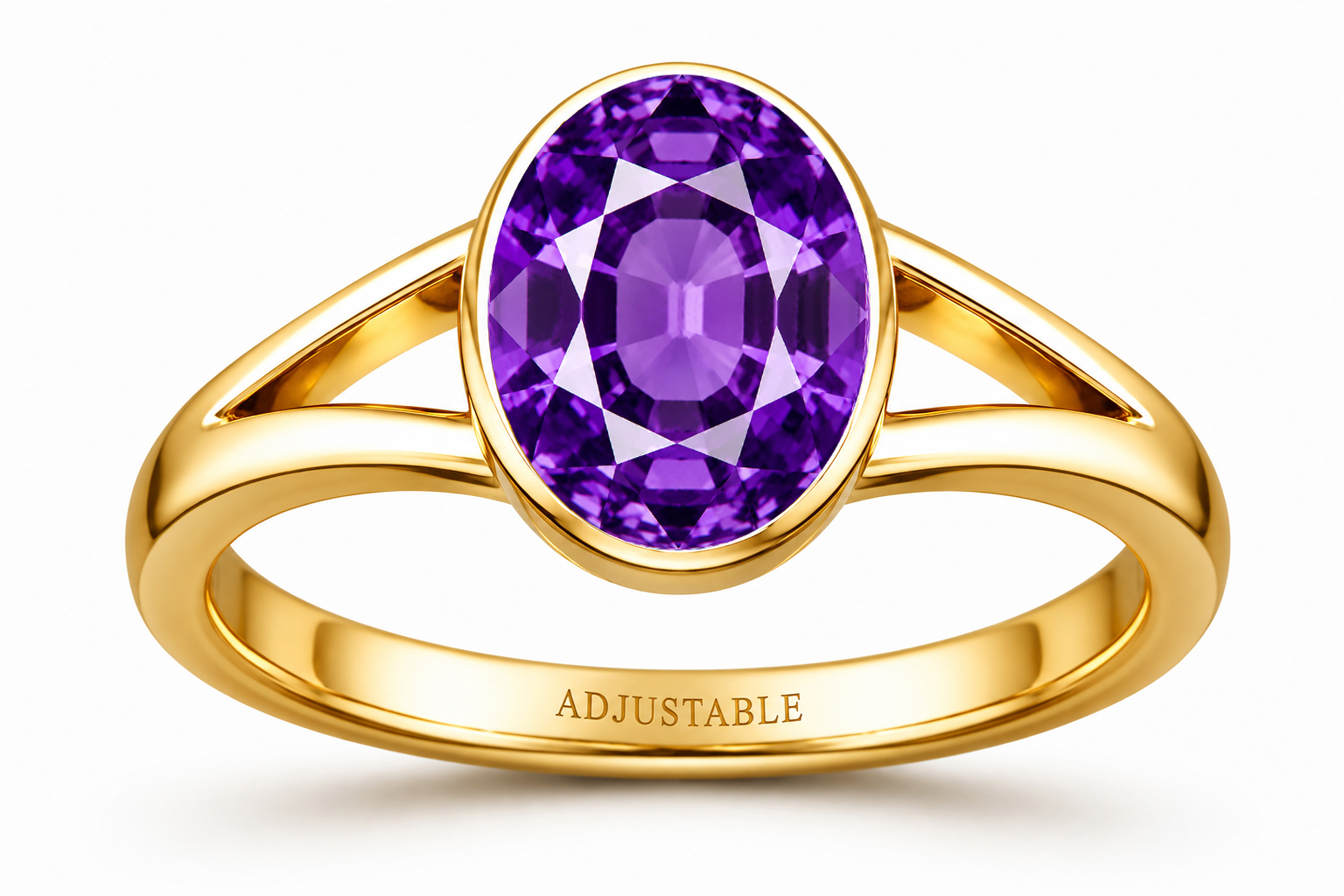 Amethyst panchdhatu adjustable ring