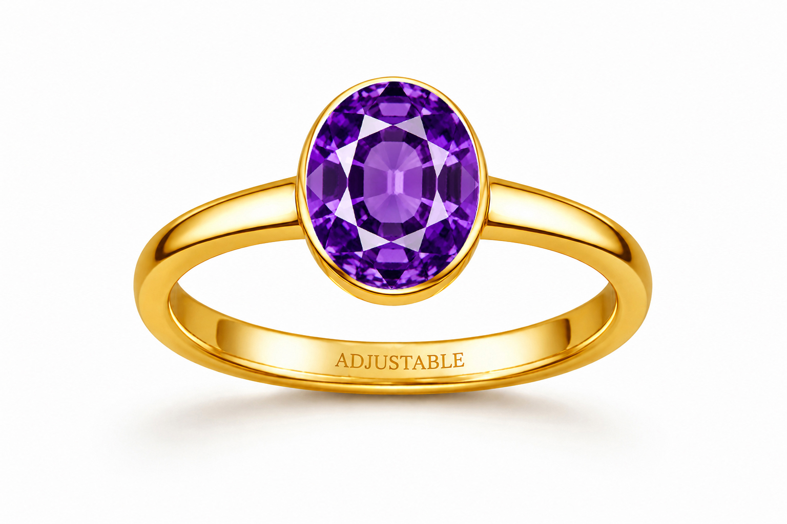 Amethyst panchdhatu simple adjustable ring copy