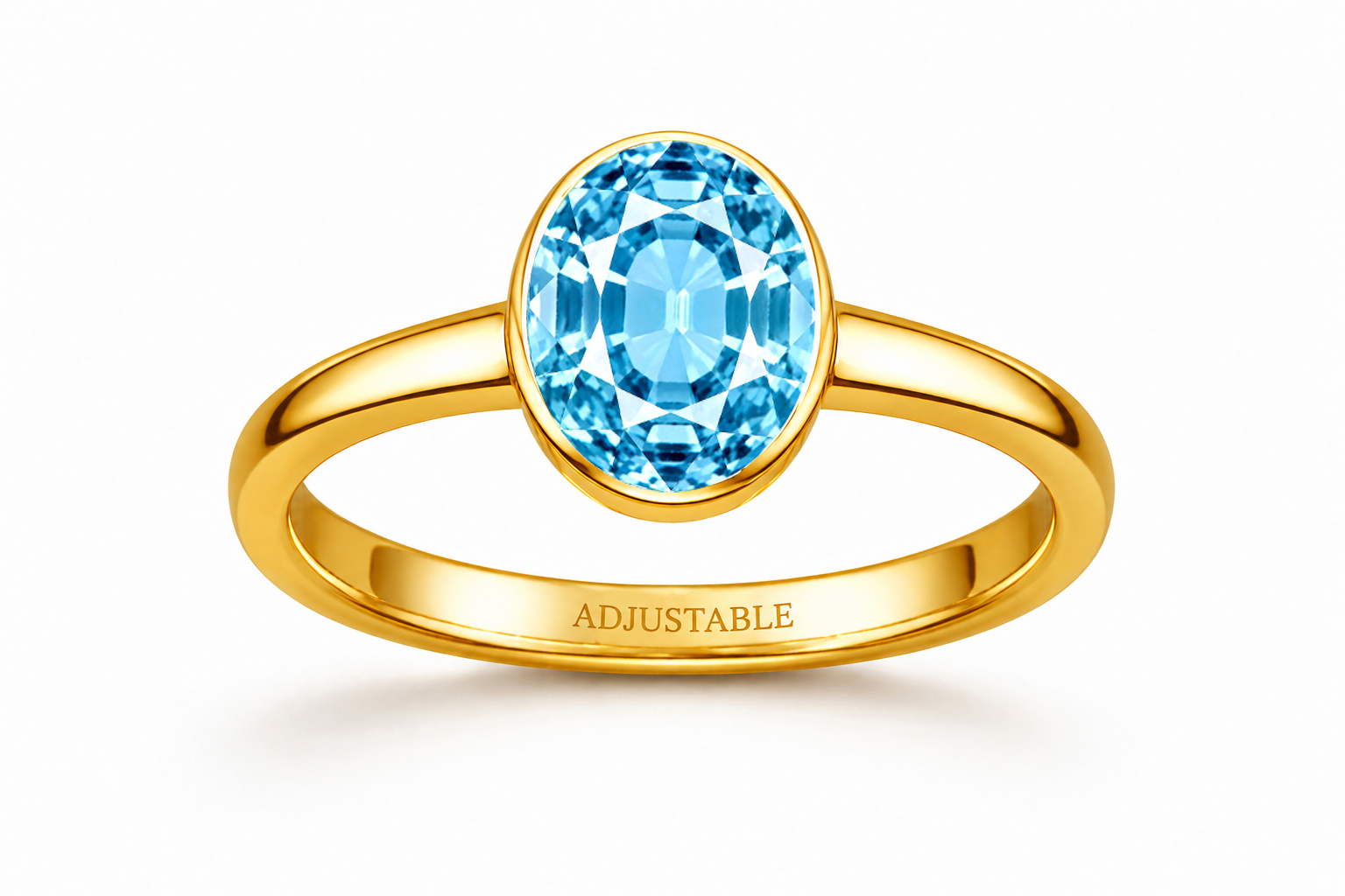 Aquamarine panchdhatu simple adjustable ring