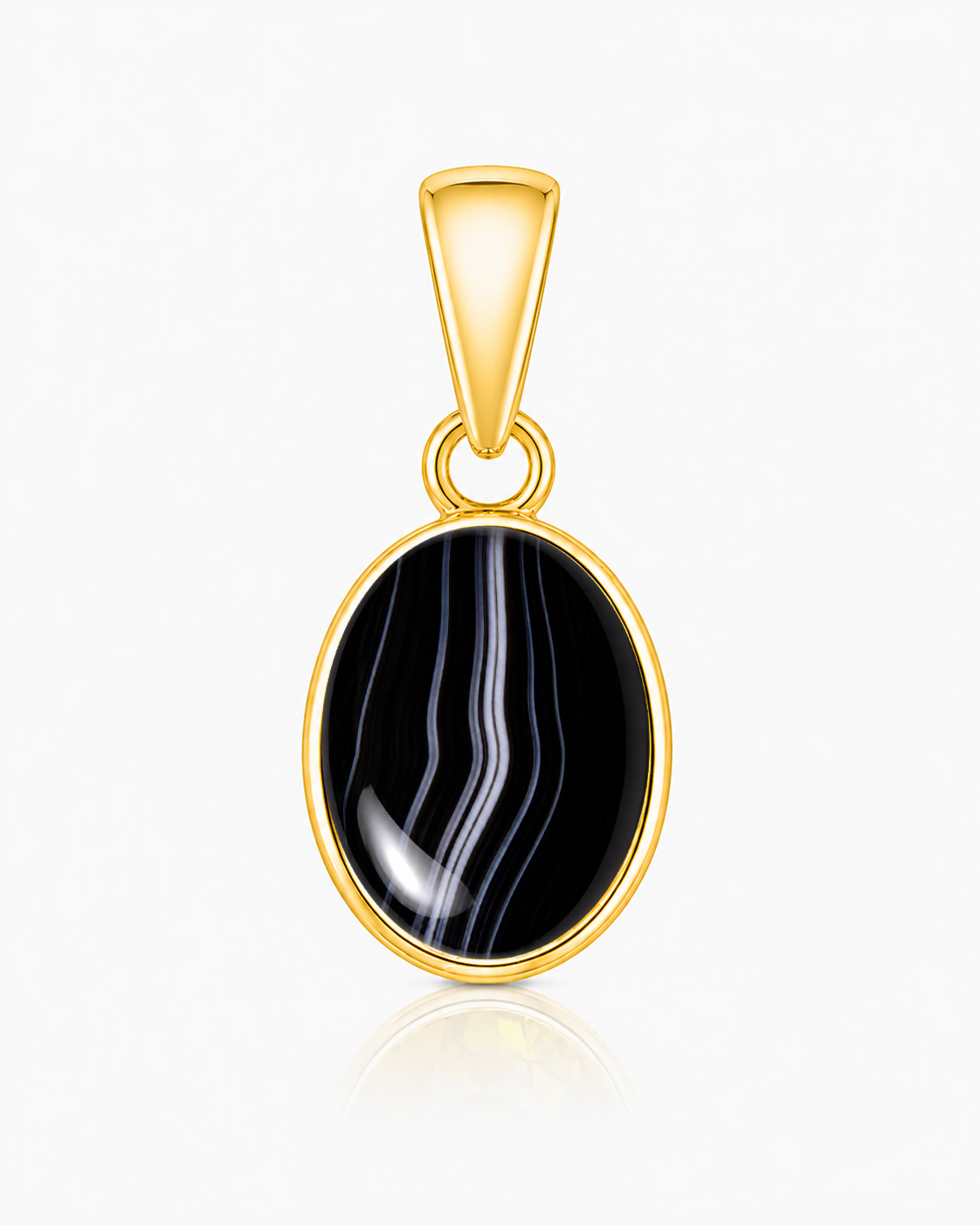 Black chalcedony panchdathu pendant