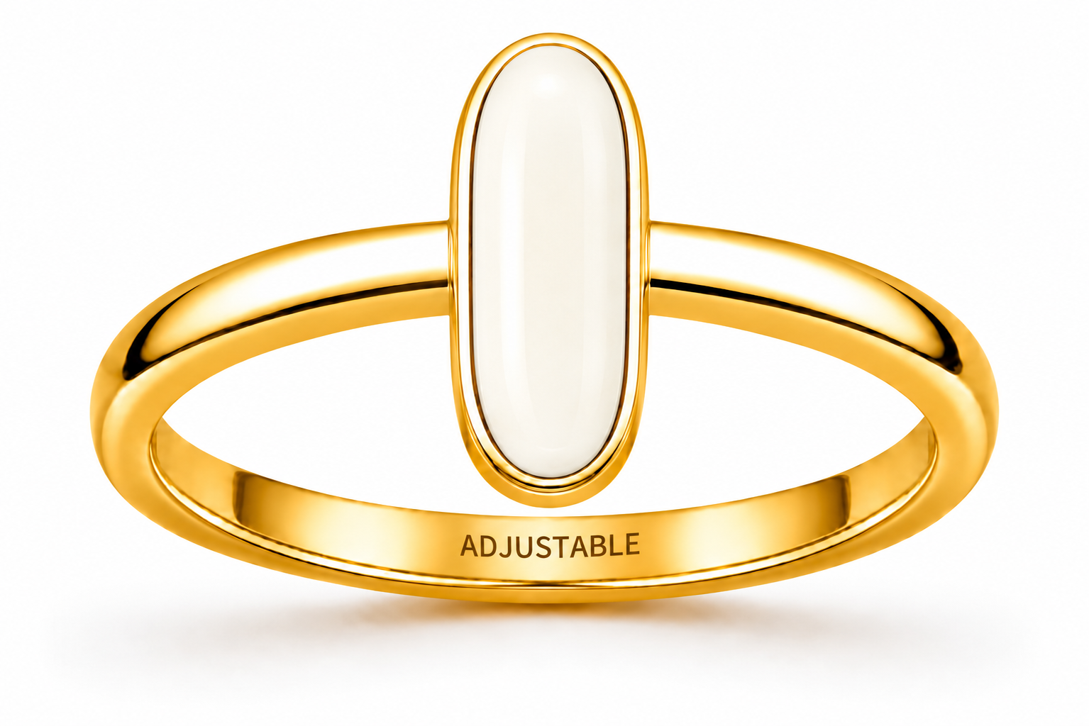 Italian white coral panchdathu simple adjustable ring