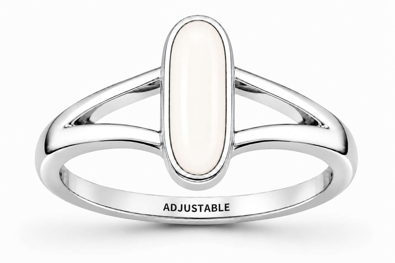 Italian white coral silver adjustable ring