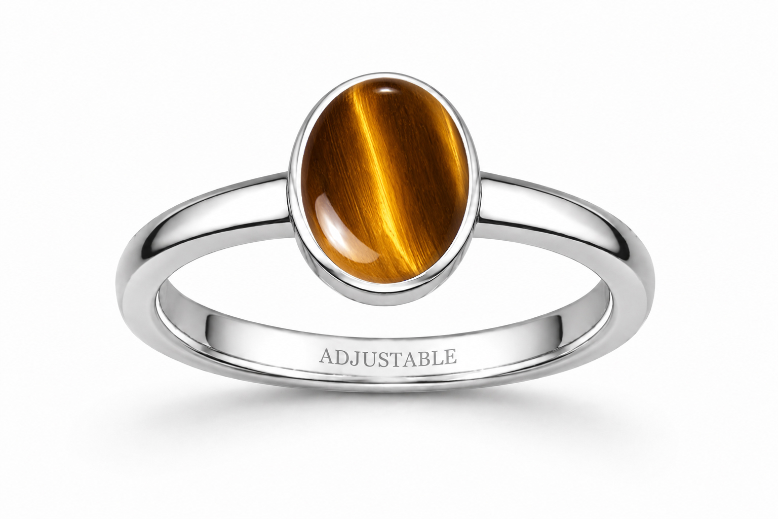 Tiger’s eye ( chitti stone) silver simple adjustable