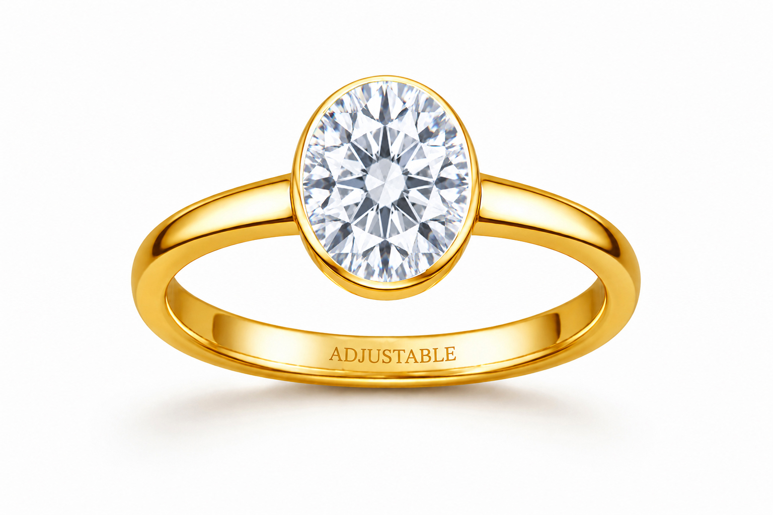 round American Diamond panchdathu simple adjustable ring