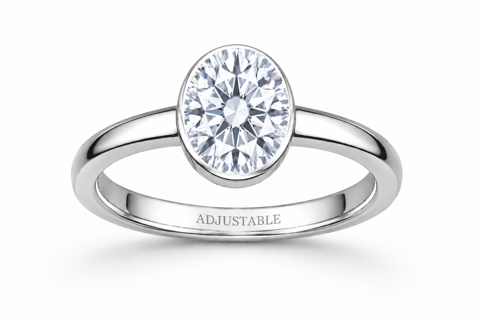 round American Diamond silver simple adjustable ring