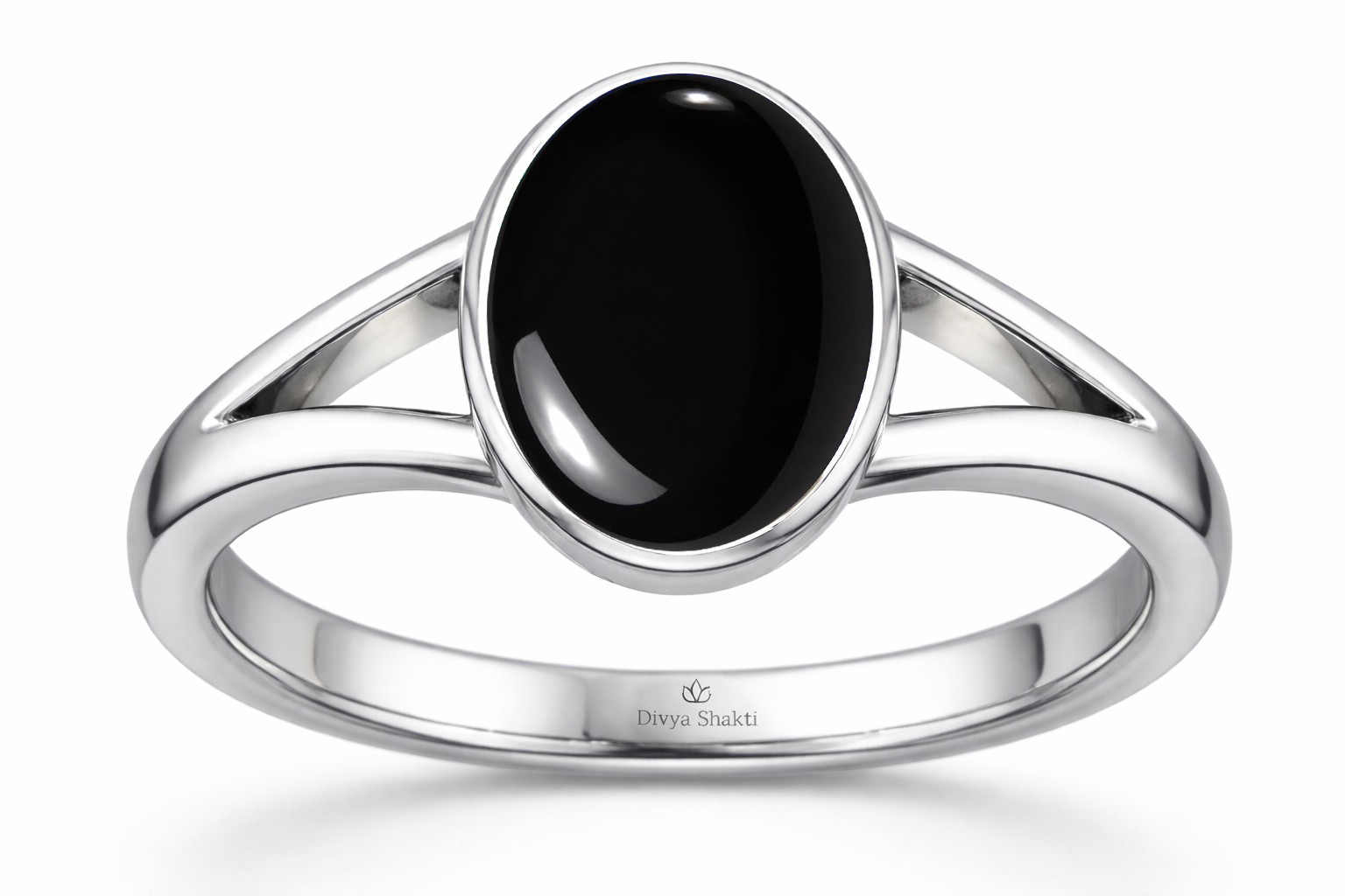 Black agate silver ring