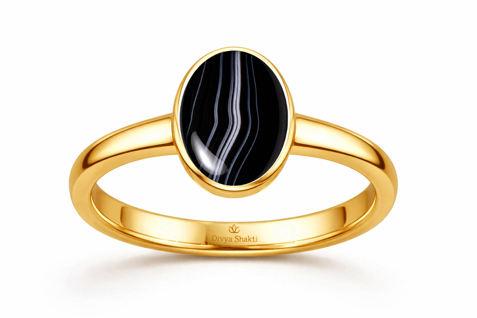Black chalcedony panchdhatu simple ring