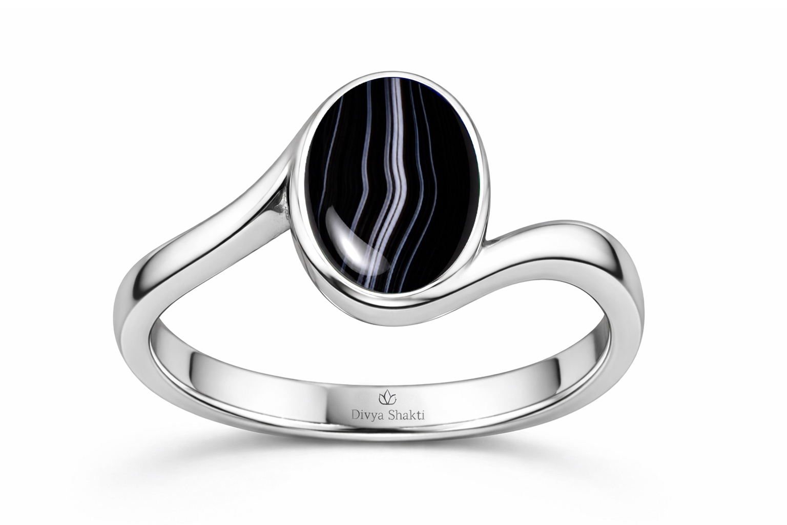 Black chalcedony silver women ring