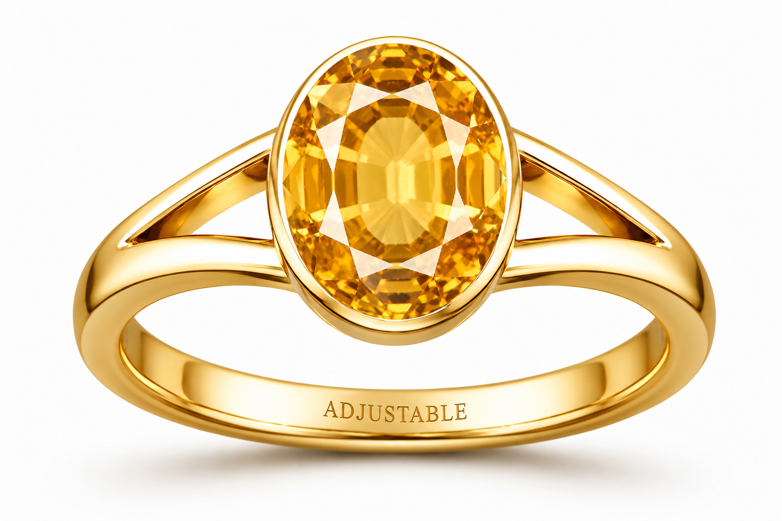 Citrine panchdhatu adjustable ring