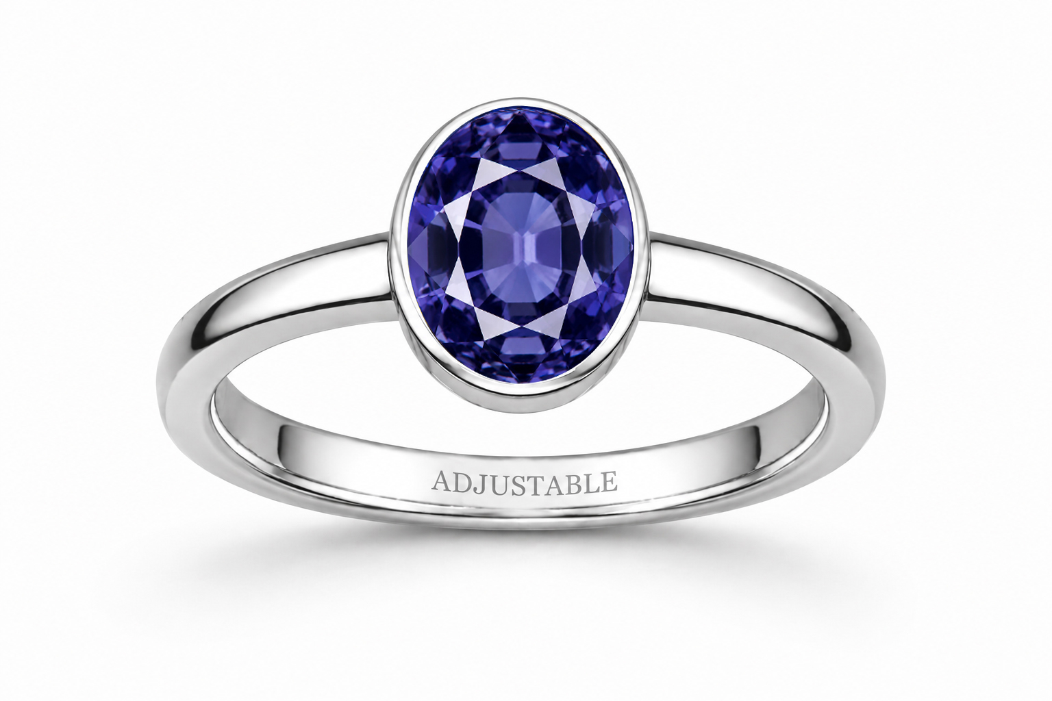 Iolite silver simple adjustable ring