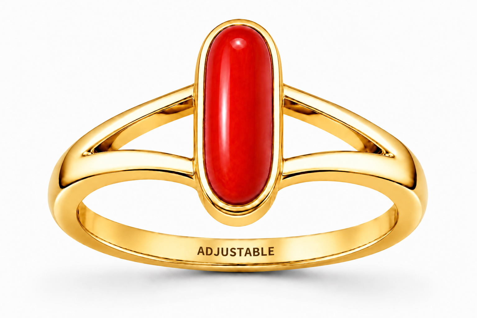 Italian Red Coral Munga panchdathu adjustable ring
