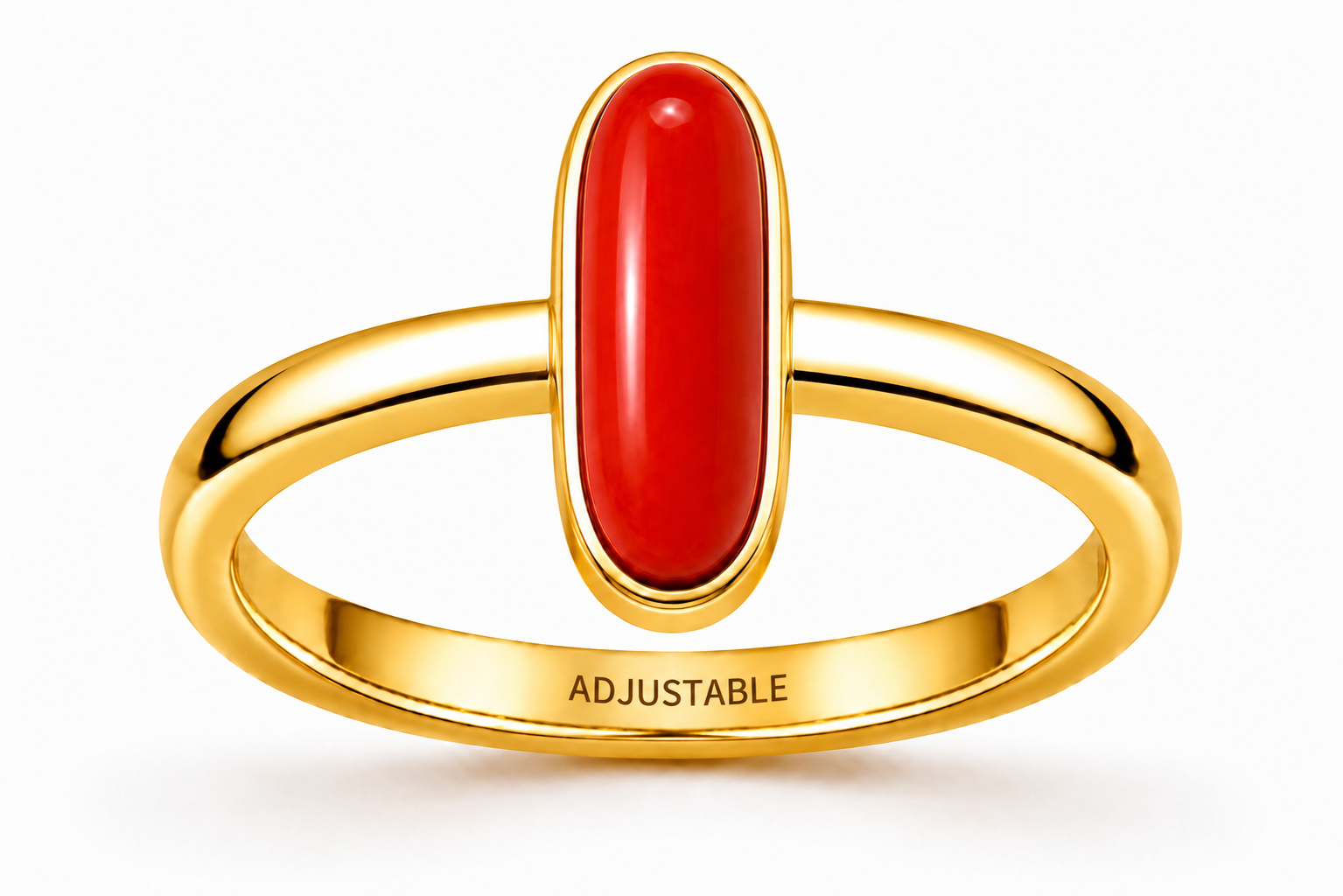 Italian Red Coral Munga panchdathu simple adjustable ring