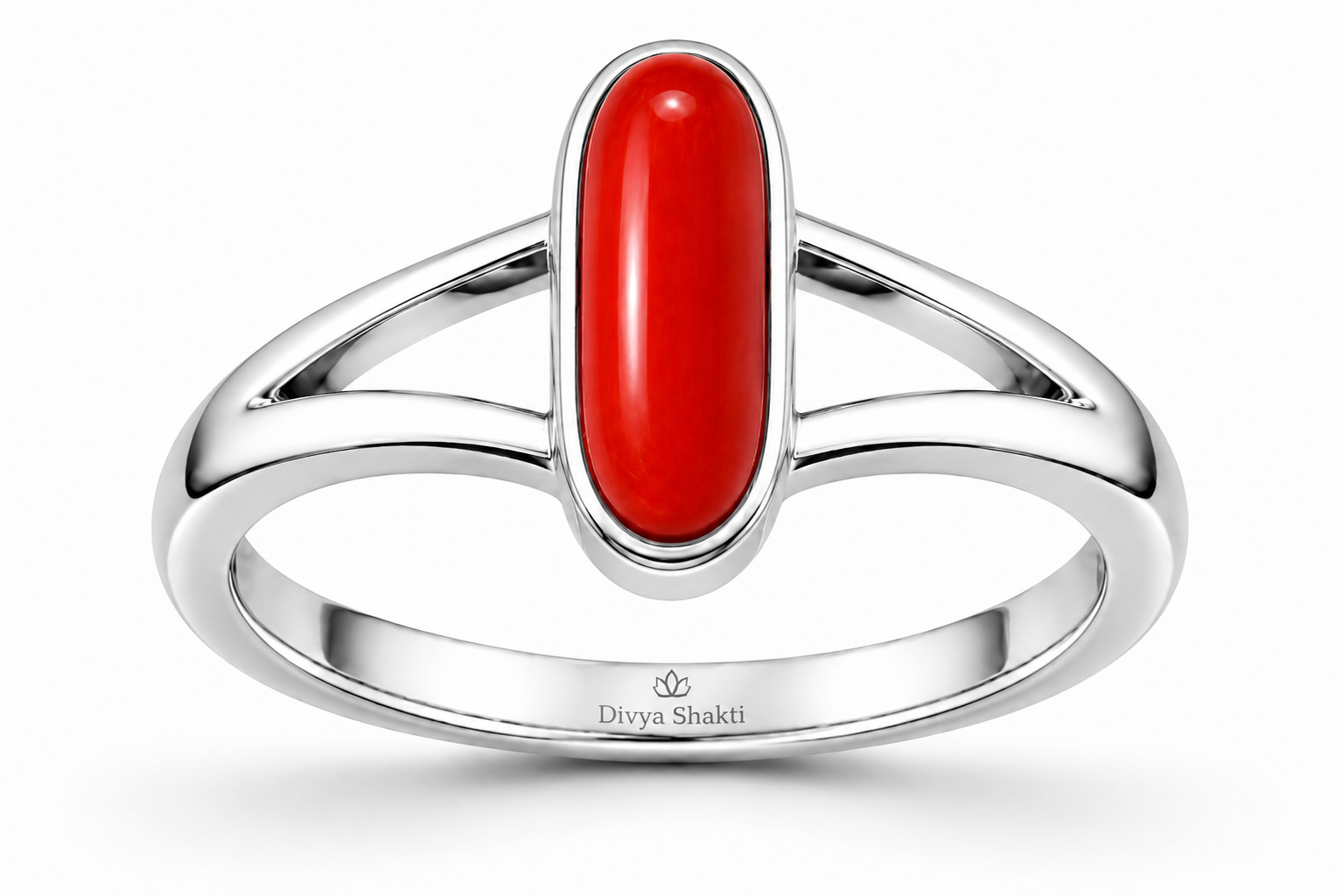 Italian Red Coral Munga silver ring