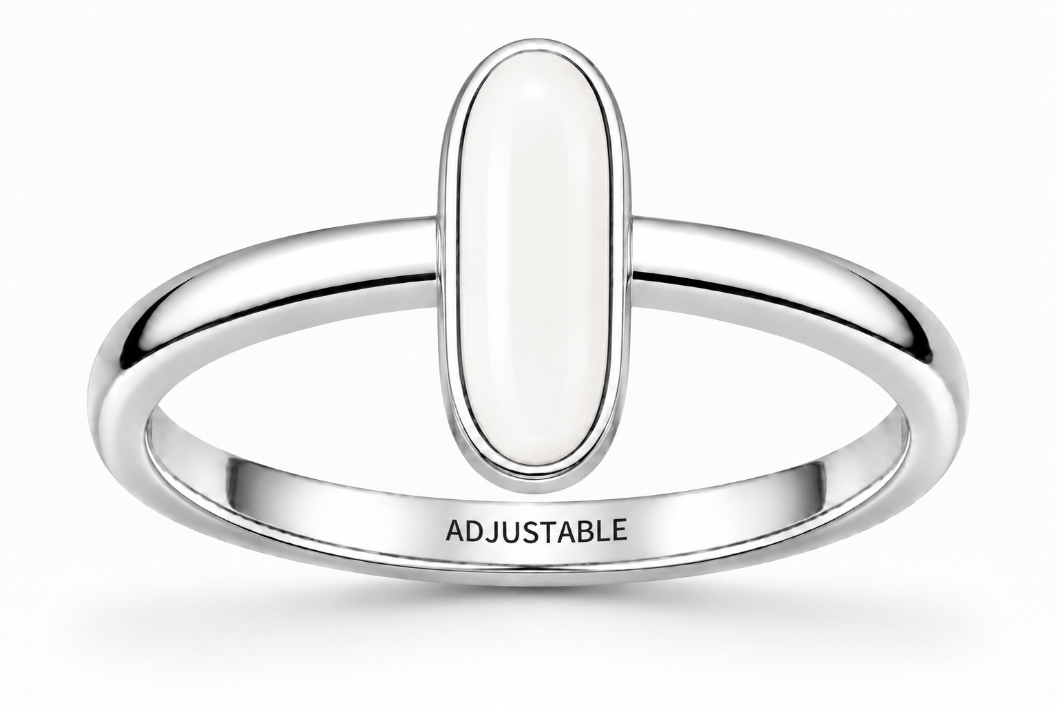 Italian white coral silver simple adjustable ring