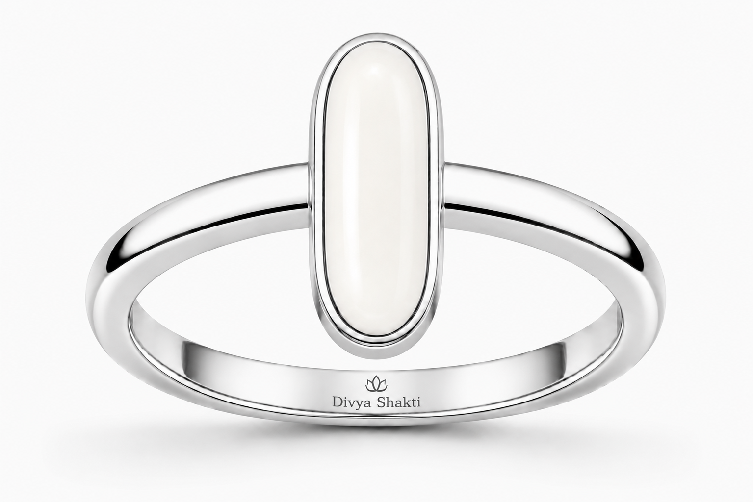 Italian white coral silver simple ring