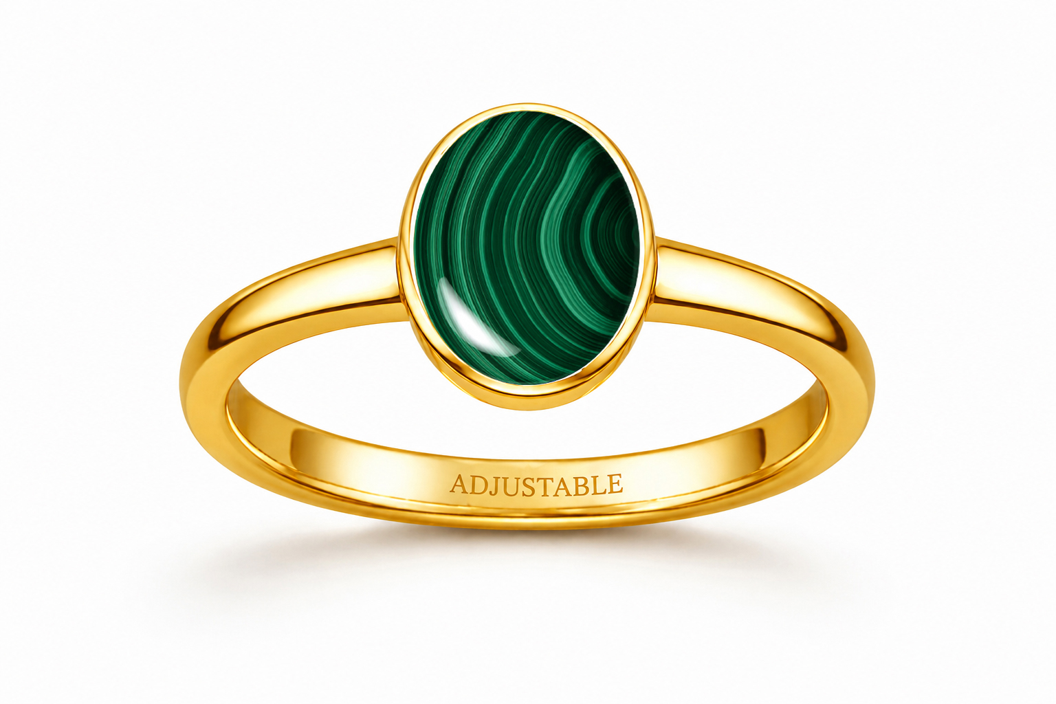 Malachite panchdhatu simple adjustable ring