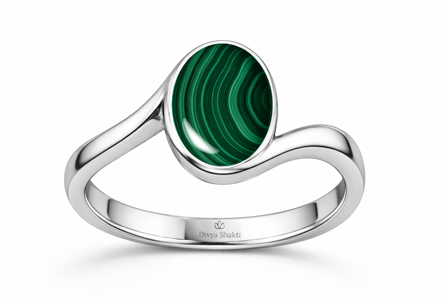 Malachite silver women ring