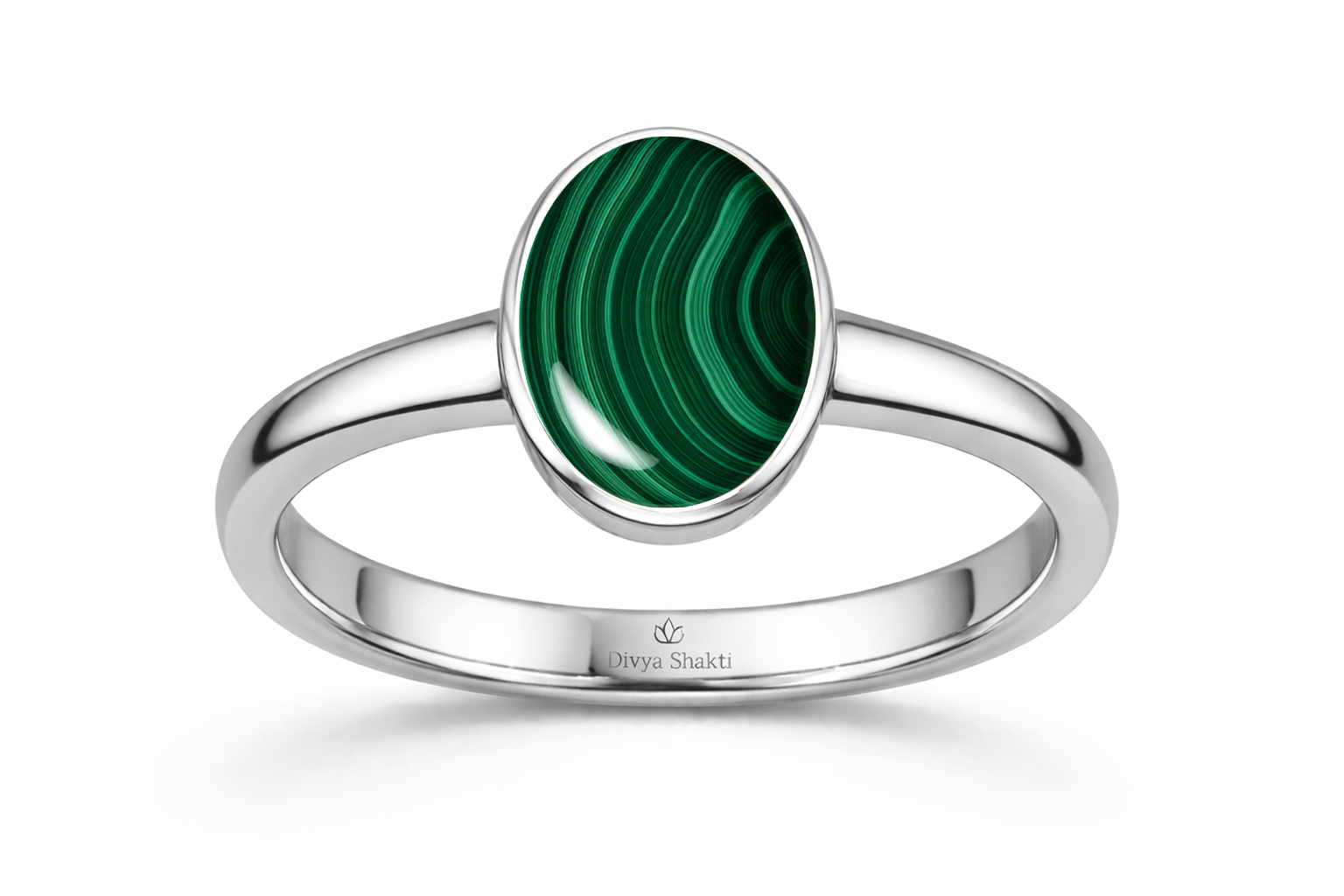 Malachite simple silver ring