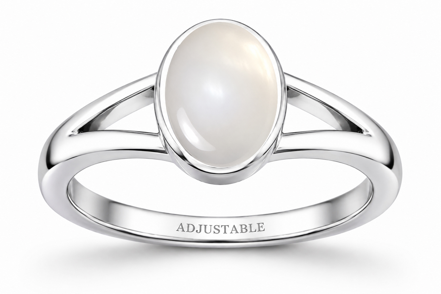 Moonstone silver adjustable ring