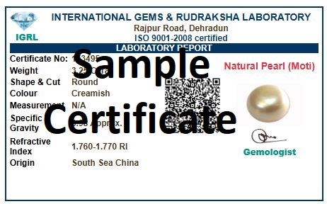 Pearl Moti certificate