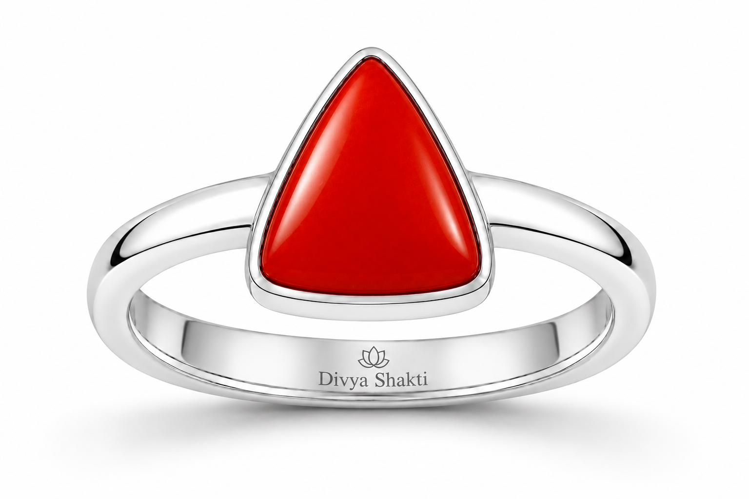 Red Coral Munga silver simple ring