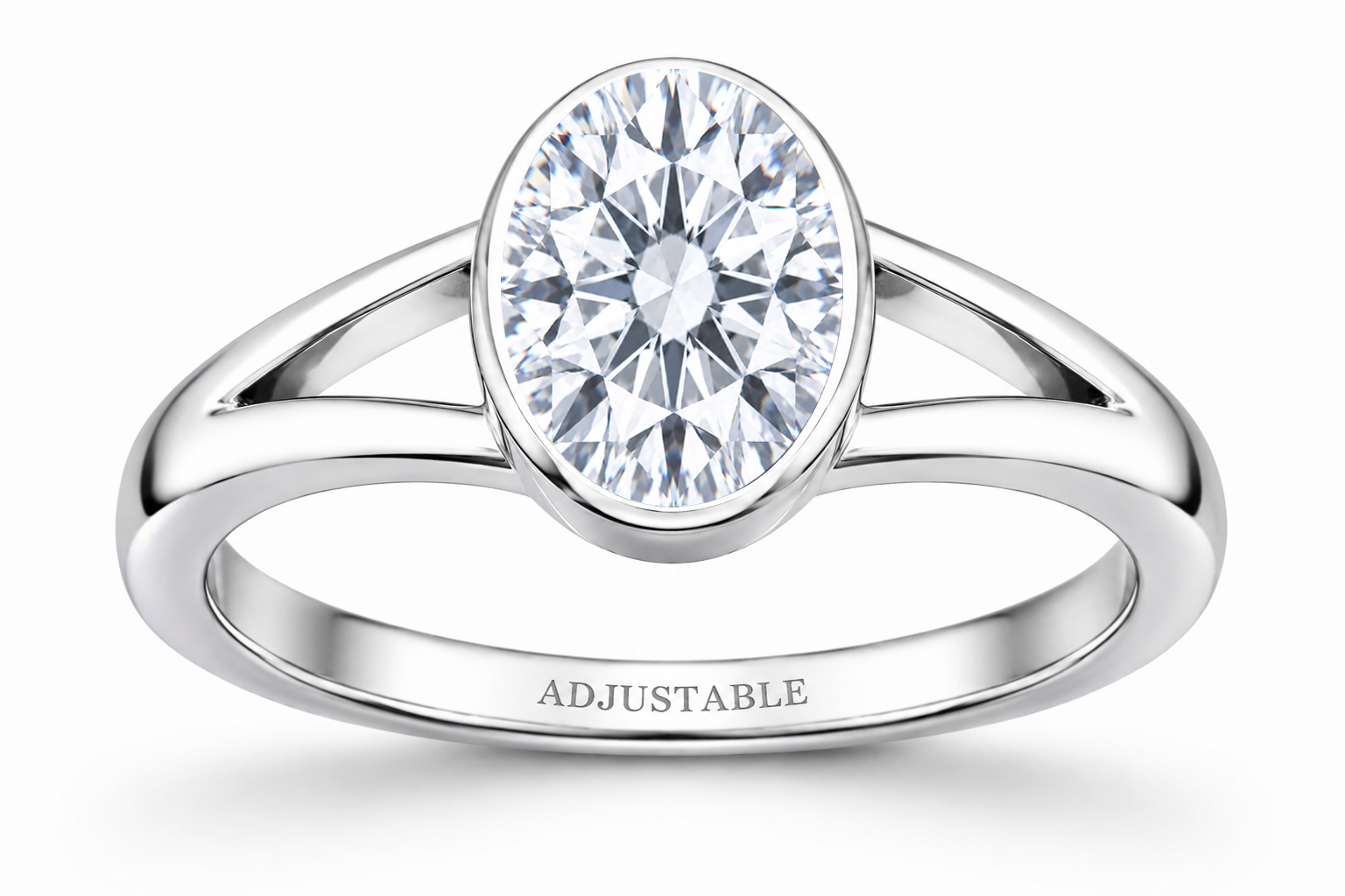 Round american diamond silver adjustable ring