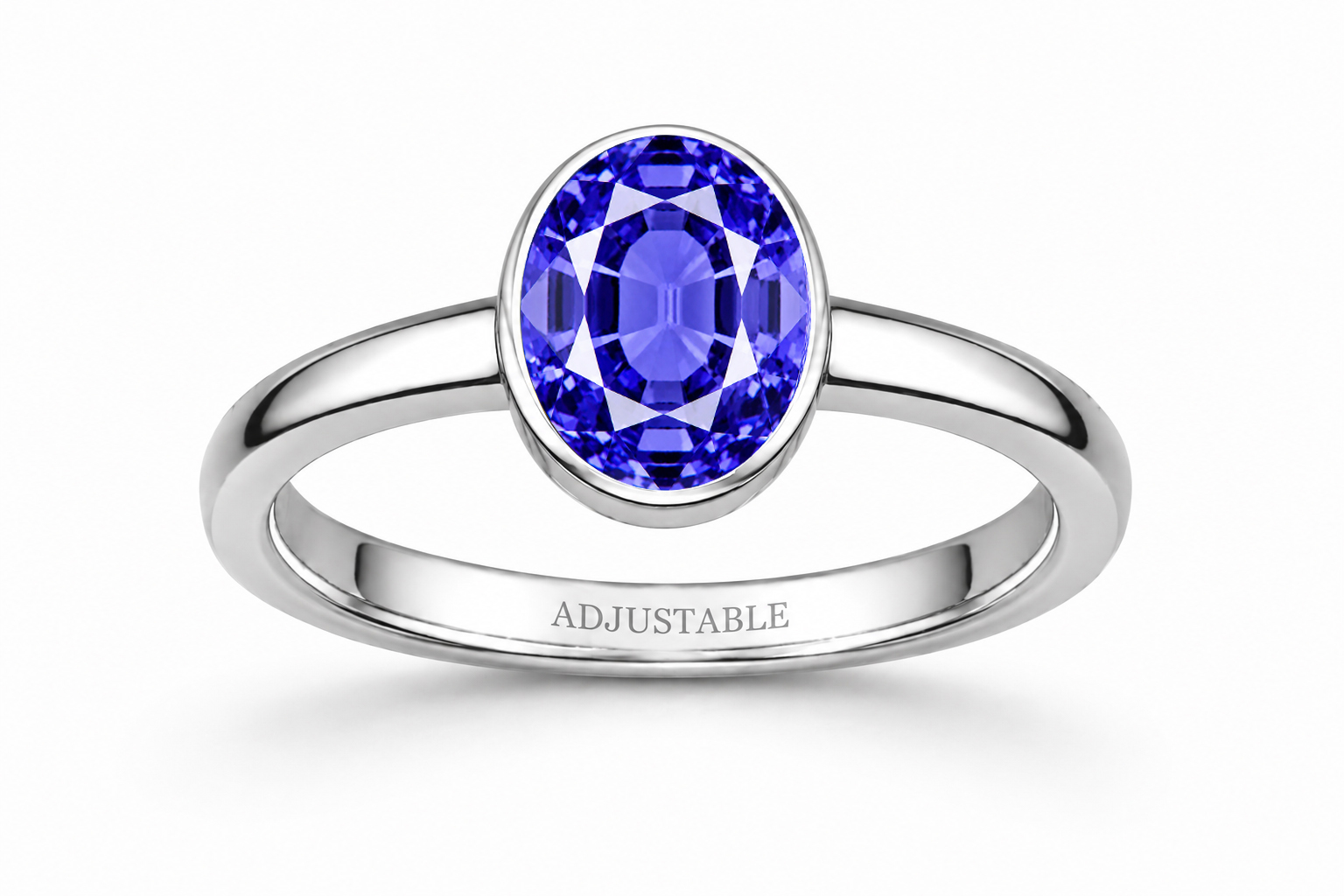 Tanzanite silver simple adjustable ring