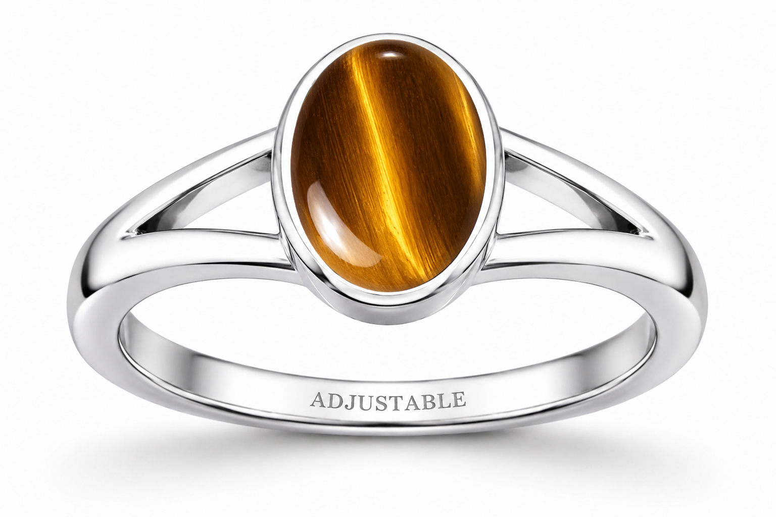 Tigers Eye adjustable silver ring