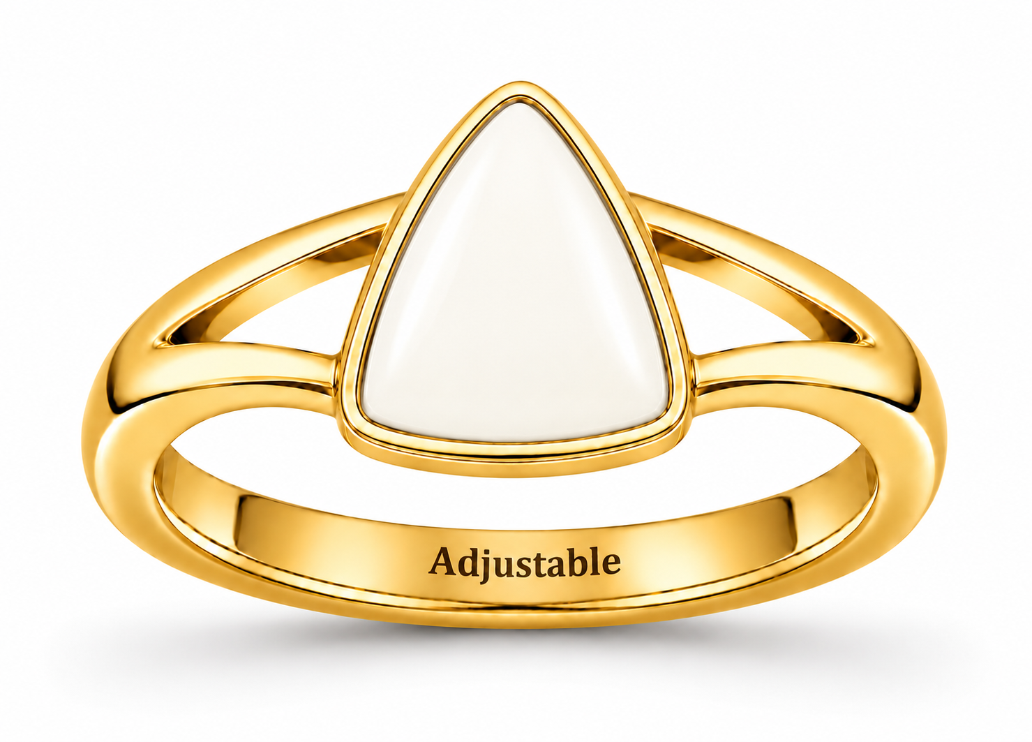 Triangle white coral panchdathu adjustable ring