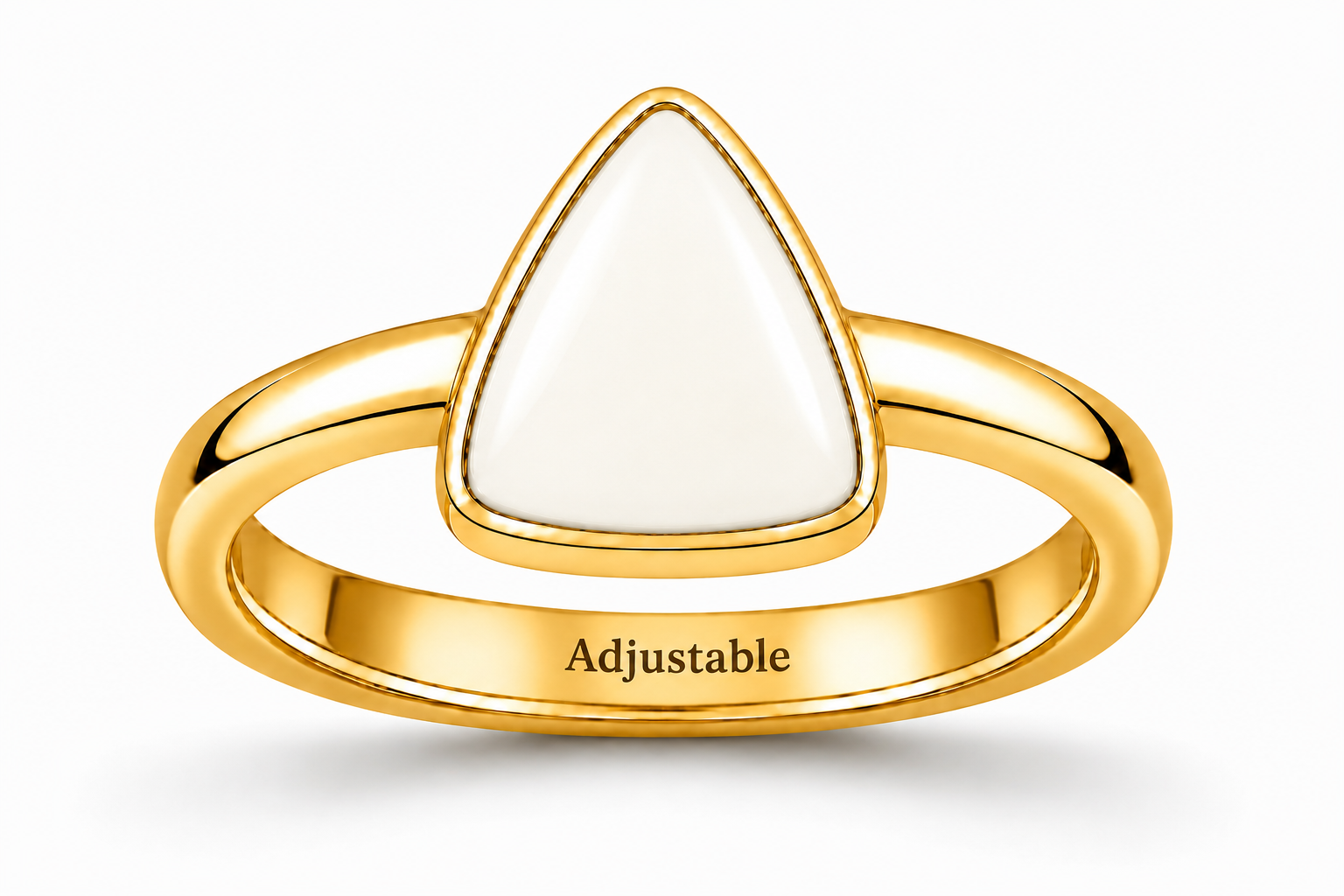 Triangle white coral panchdathu simple adjustable ring