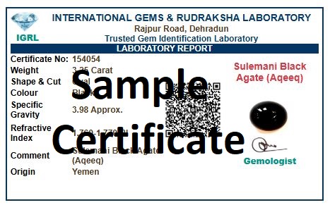 black agate certificate