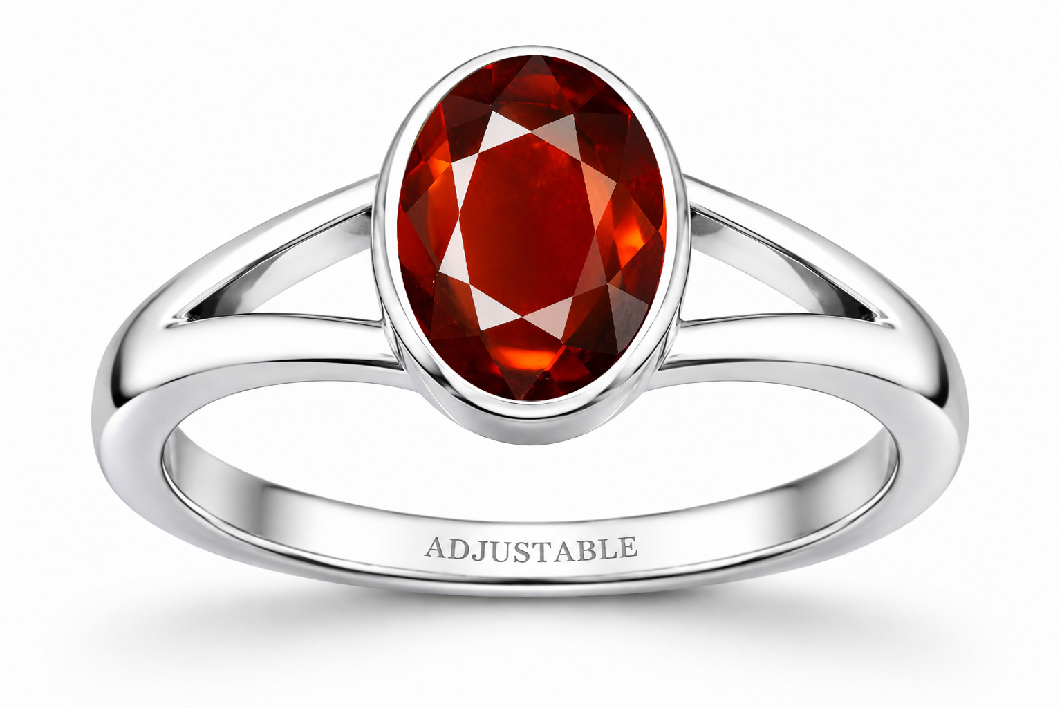 gomed silver adjustable ring