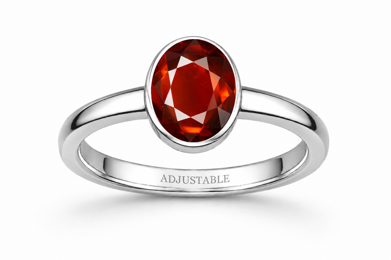 gomed silver simple adjustable ring