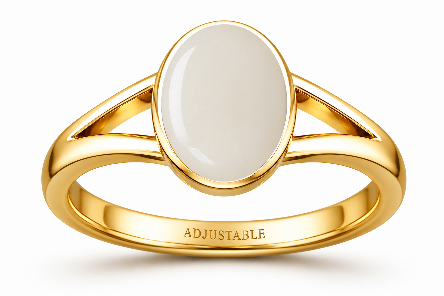 white opal panchdhatu adjustable ring