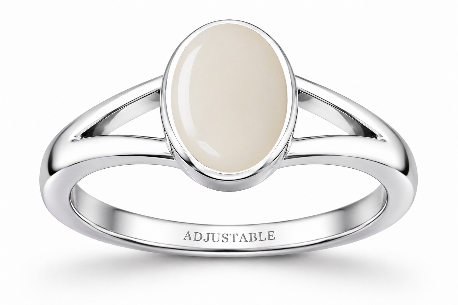 white opal silver adjustable ring
