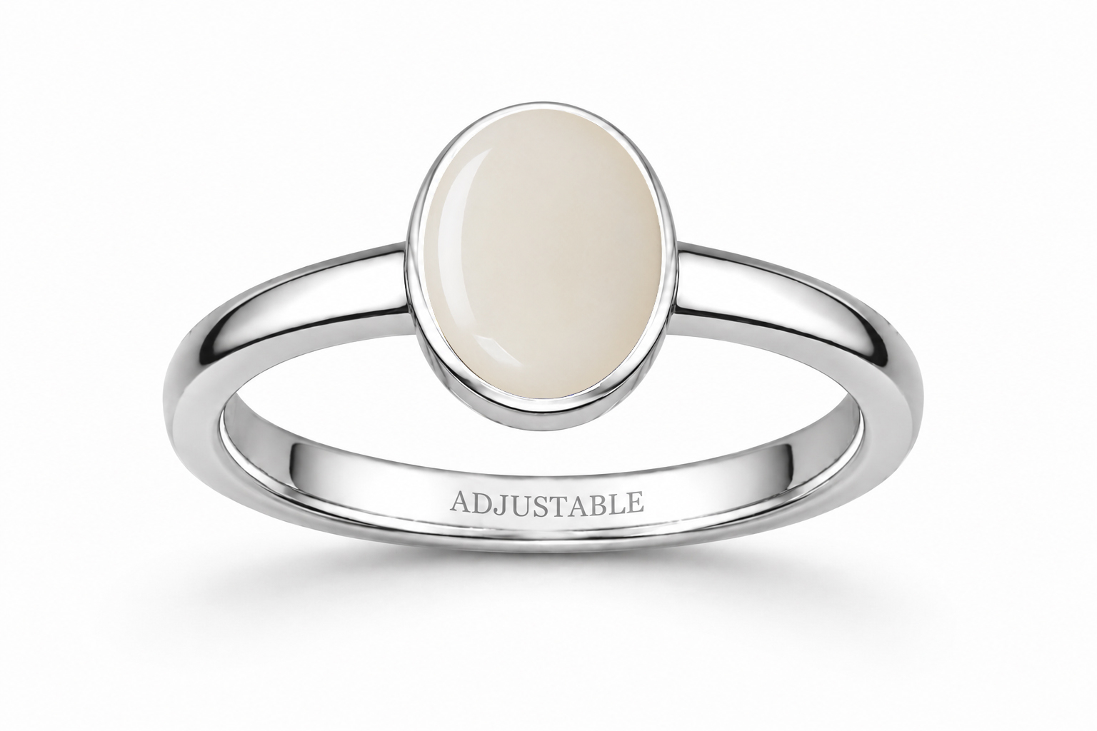 white opal silver simple adjustable ring