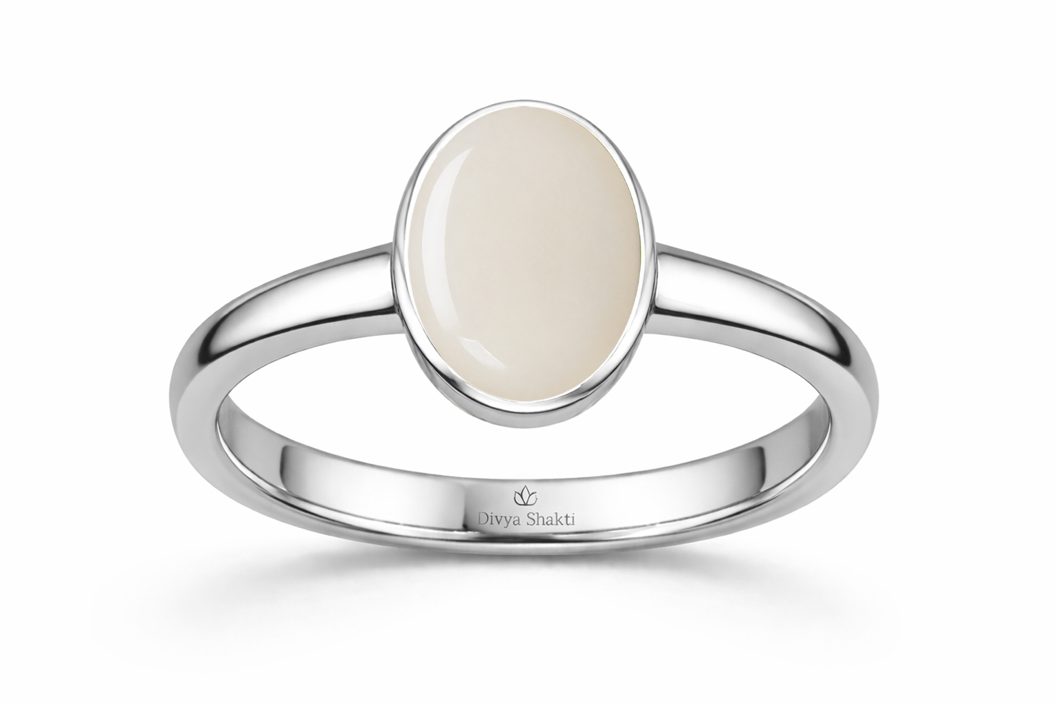 white opal silver simple ring