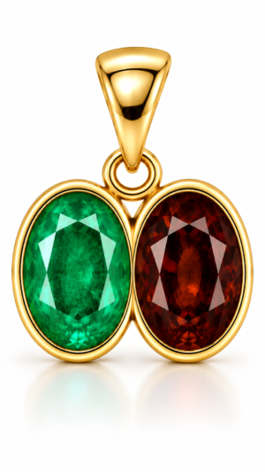 Emerald (Panna) & Hessonite (Gomed) Dual Pendant