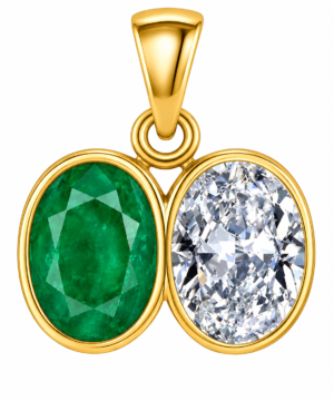 Emerald (Panna) & American Diamond Dual Pendant