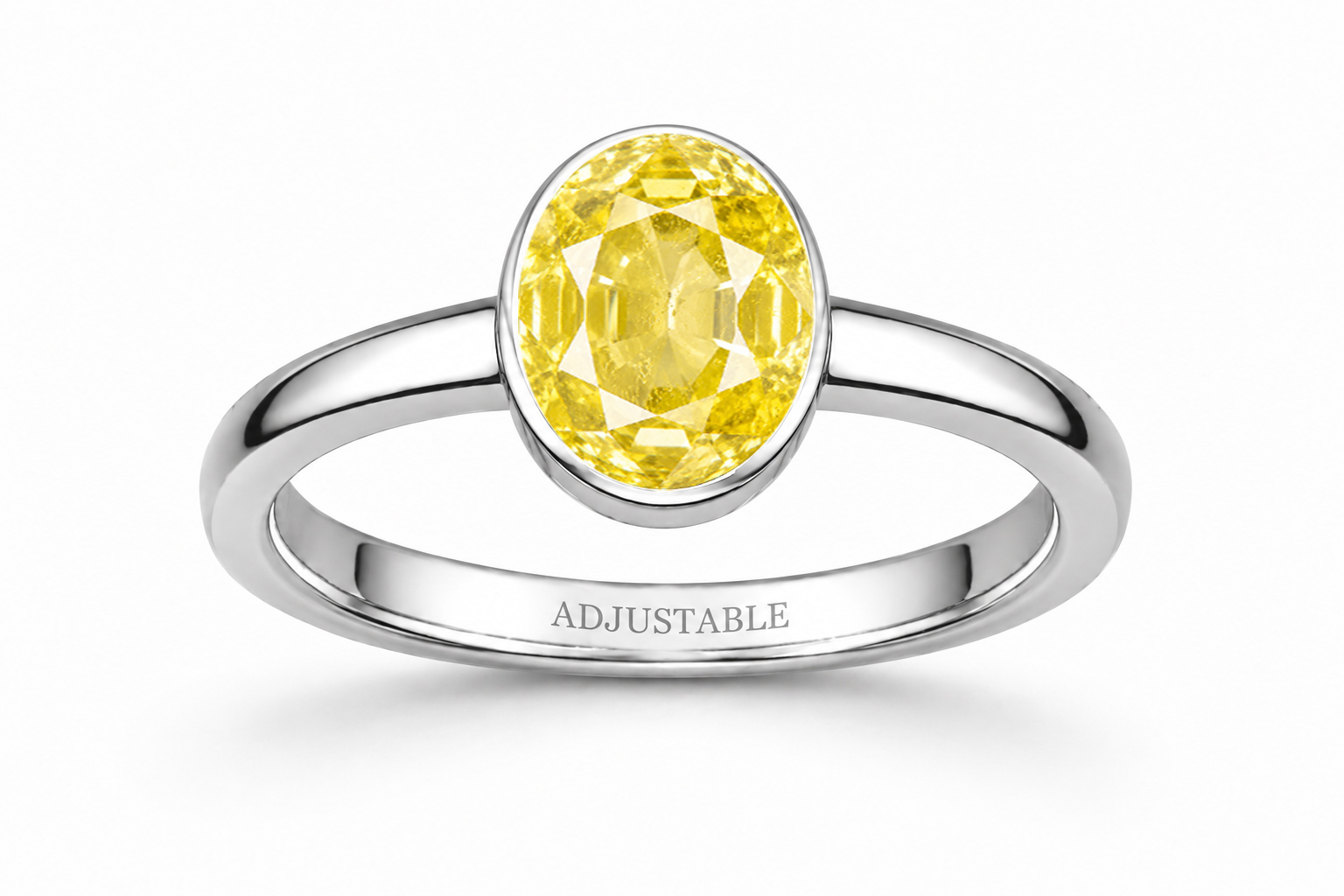 Ceylon yellow sapphire silver simple adjustable ring
