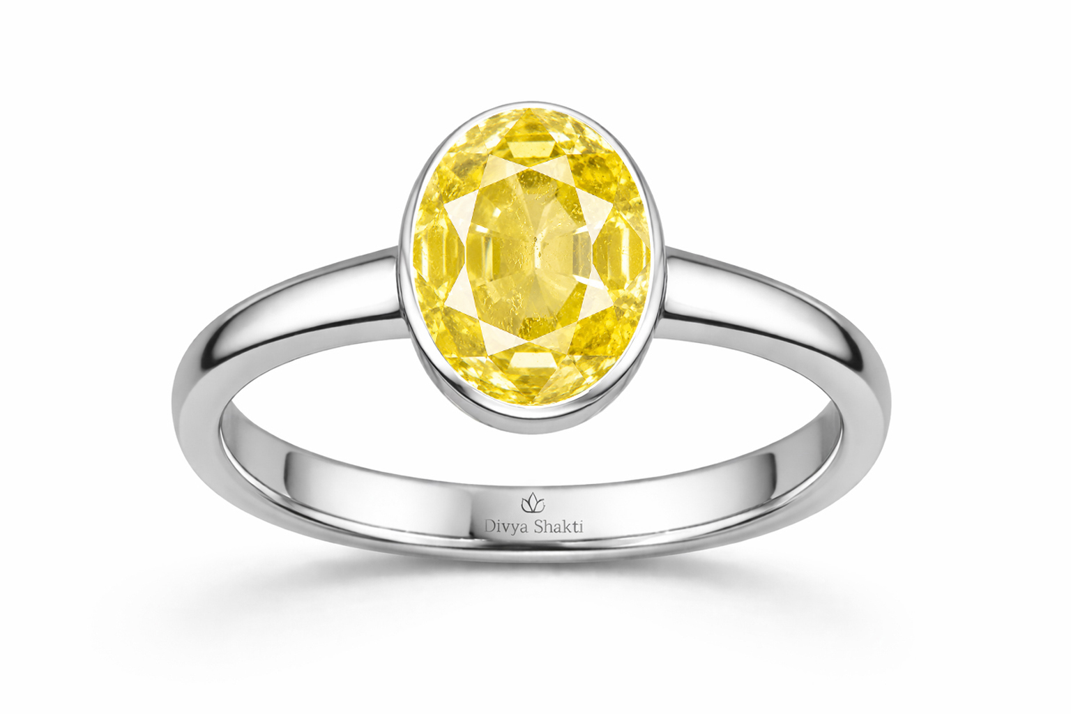 Ceylon yellow sapphire simple silver ring